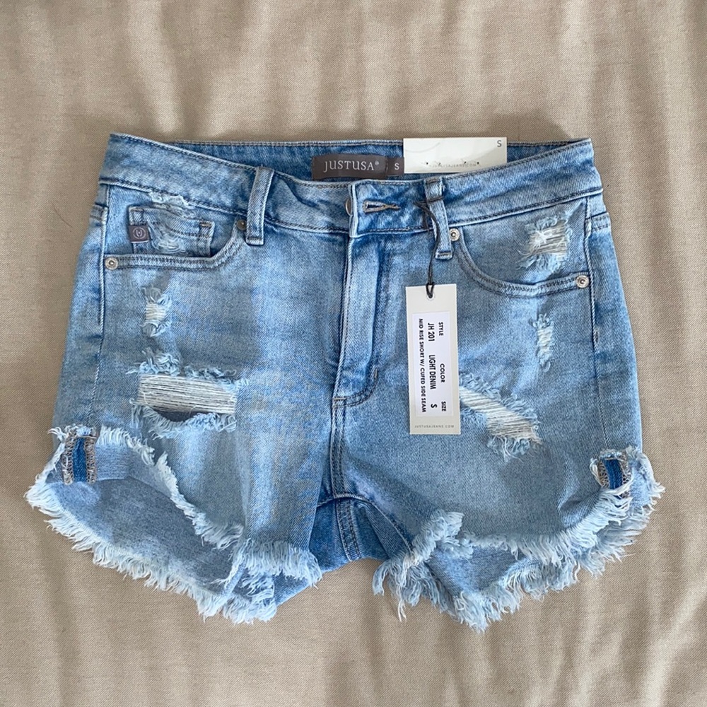 Ripped Denim Shorts